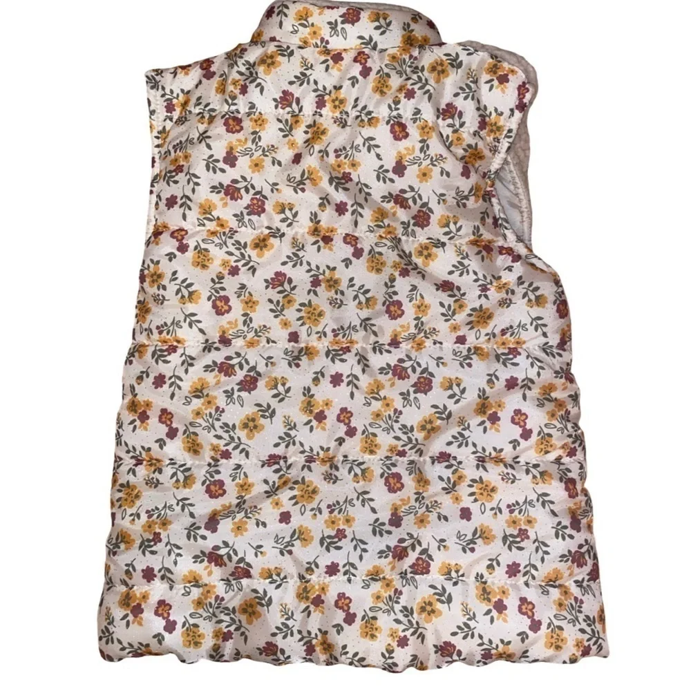 LITTLE LASS Puffy Quilted Vest-Toddler Girls in Beige, Burgundy and Yellow SZ 4T